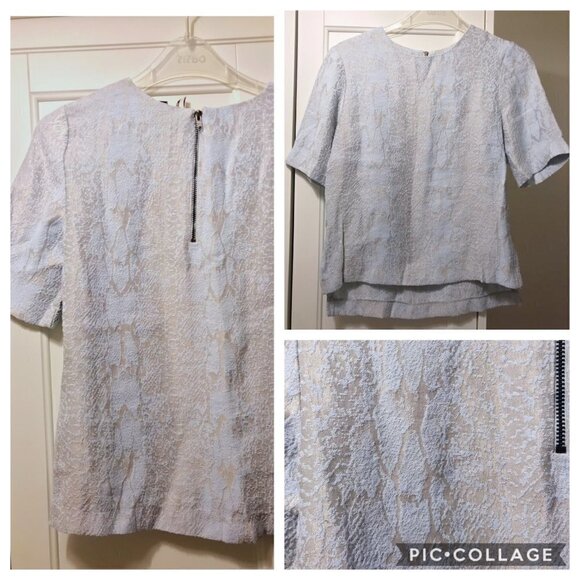 TOPSHOP Blue Shimmery Snakeskin Patterned Top Size 4 - Picture 6 of 6